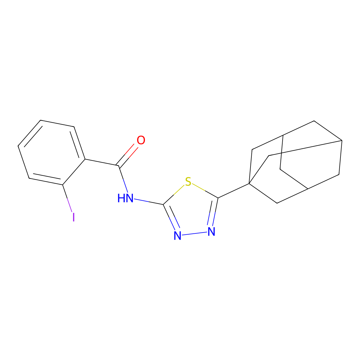 N-[5-(1-adamantyl)-1,3,4-thiadiazol-2-yl]-2-iodobenzamide molecular structure, CAS 392240-80-1