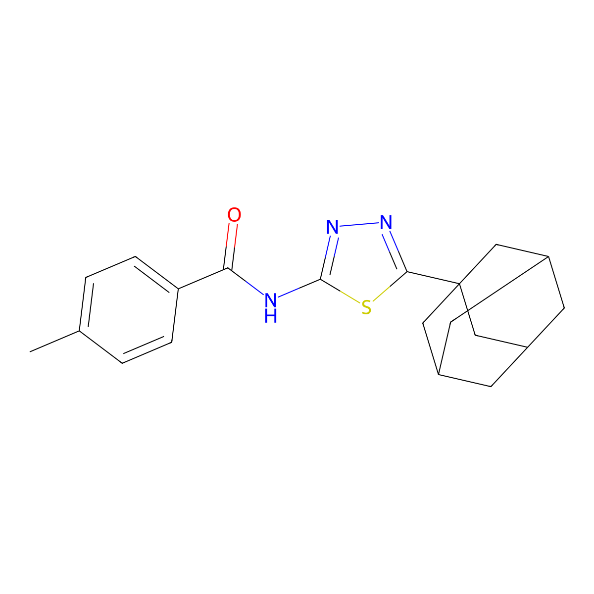 N-[5-(1-adamantyl)-1,3,4-thiadiazol-2-yl]-4-methylbenzamide molecular structure, CAS 392240-89-0
