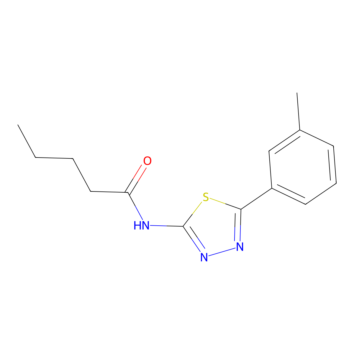 N-[5-(3-methylphenyl)-1,3,4-thiadiazol-2-yl]pentanamide molecular structure, CAS 392241-02-0