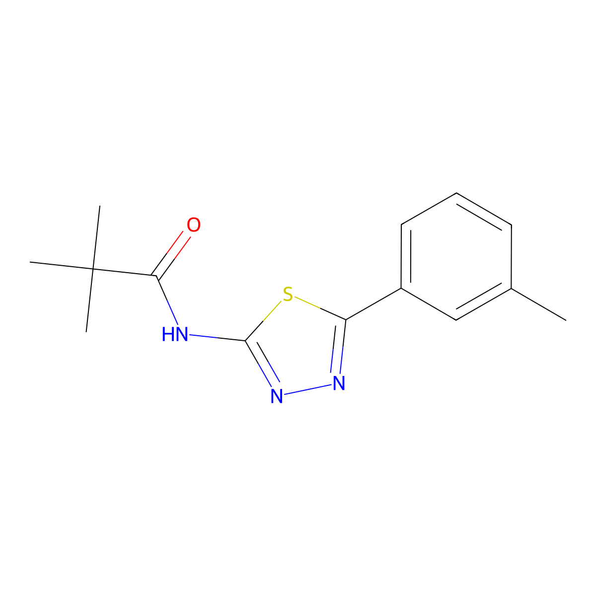 2,2-dimethyl-N-[5-(3-methylphenyl)-1,3,4-thiadiazol-2-yl]propanamide molecular structure, CAS 392241-05-3