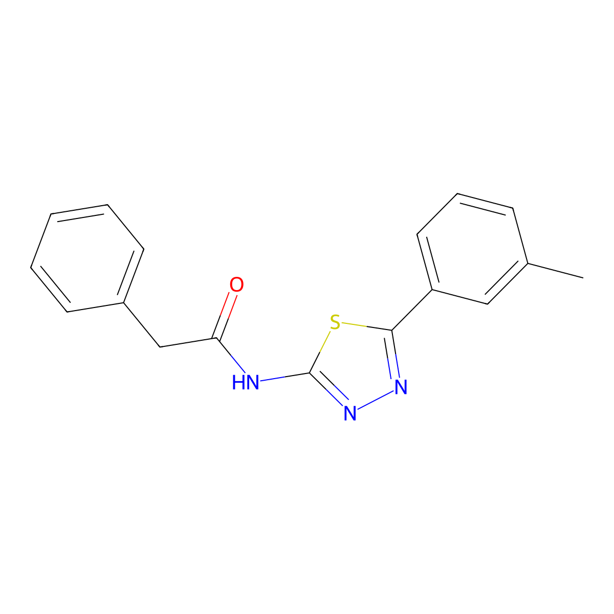 N-[5-(3-methylphenyl)-1,3,4-thiadiazol-2-yl]-2-phenylacetamide molecular structure, CAS 392241-08-6