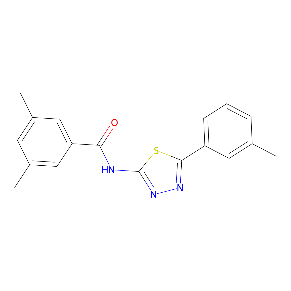 3,5-dimethyl-N-(5-(m-tolyl)-1,3,4-thiadiazol-2-yl)benzamide molecular structure, CAS 392241-15-5