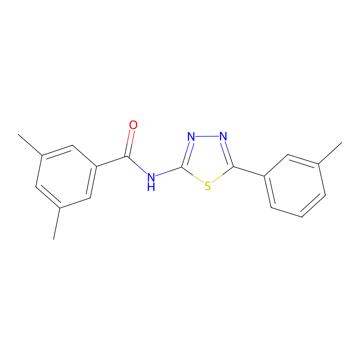 3,5-dimethyl-N-(5-(m-tolyl)-1,3,4-thiadiazol-2-yl)benzamide molecular structure, CAS 392241-15-5