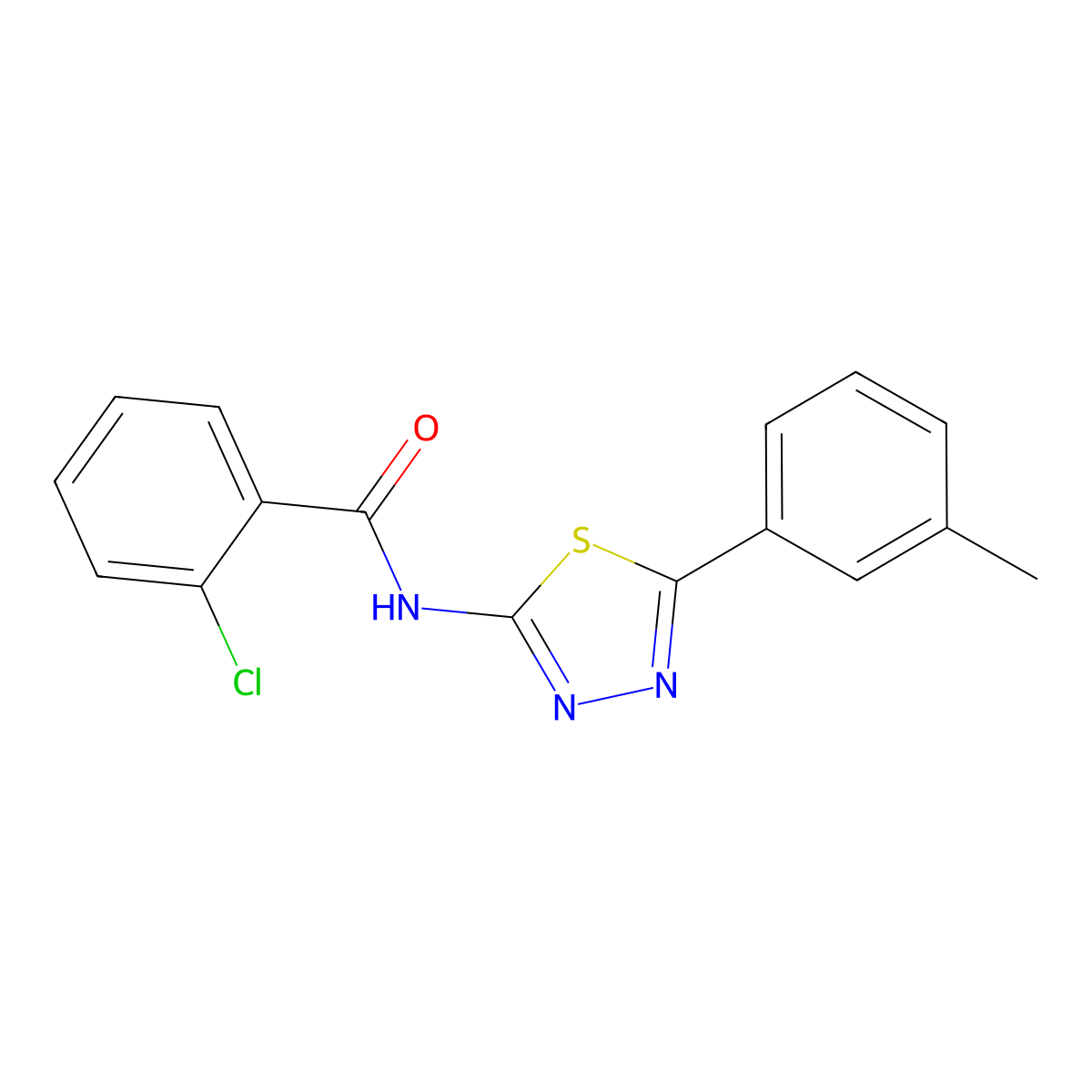 2-chloro-N-[5-(3-methylphenyl)-1,3,4-thiadiazol-2-yl]benzamide molecular structure, CAS 392241-16-6