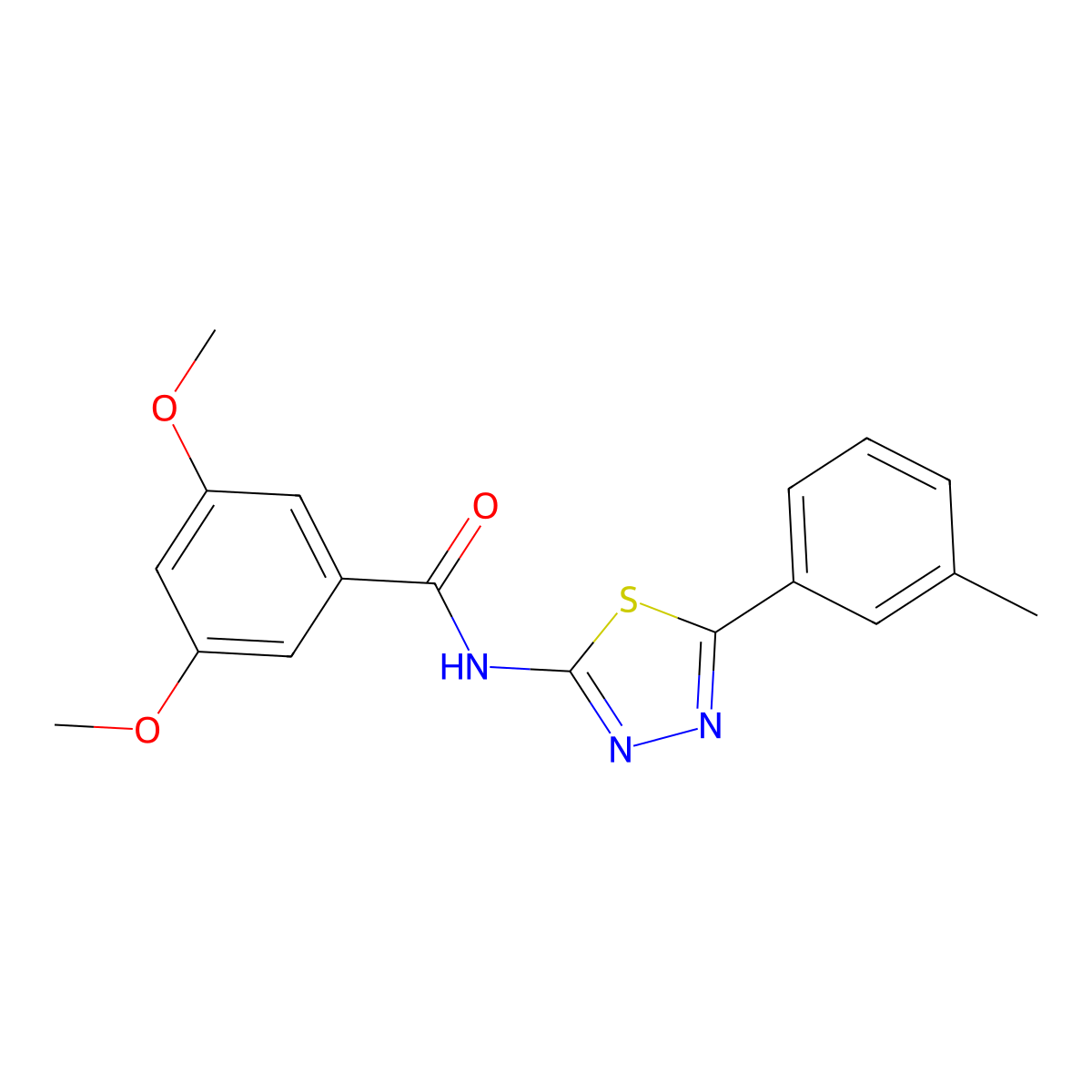 3,5-dimethoxy-N-[5-(3-methylphenyl)-1,3,4-thiadiazol-2-yl]benzamide molecular structure, CAS 392241-17-7