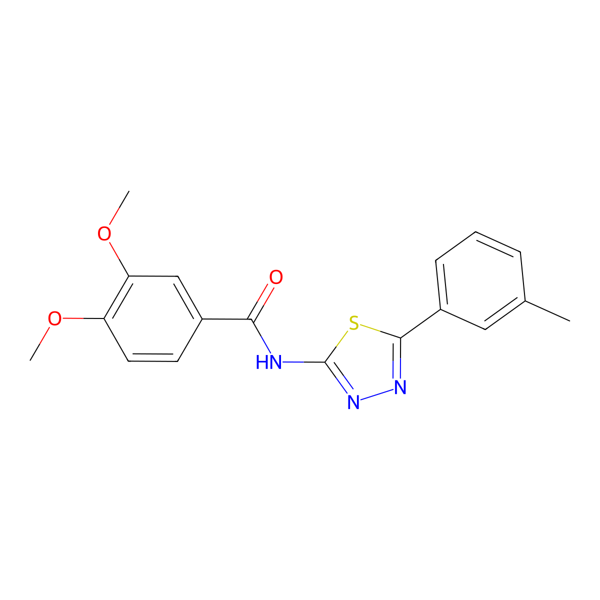 3,4-dimethoxy-N-[5-(3-methylphenyl)-1,3,4-thiadiazol-2-yl]benzamide molecular structure, CAS 392241-18-8