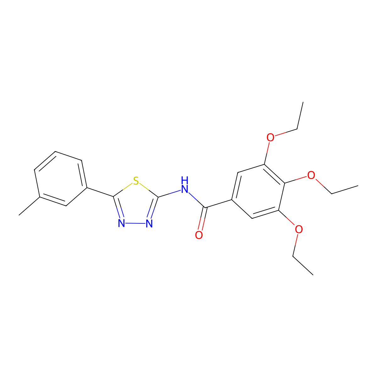 3,4,5-triethoxy-N-[5-(3-methylphenyl)-1,3,4-thiadiazol-2-yl]benzamide molecular structure, CAS 392241-19-9