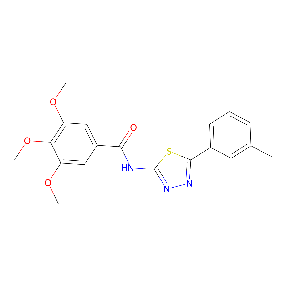 3,4,5-trimethoxy-N-[5-(3-methylphenyl)-1,3,4-thiadiazol-2-yl]benzamide molecular structure, CAS 392241-20-2
