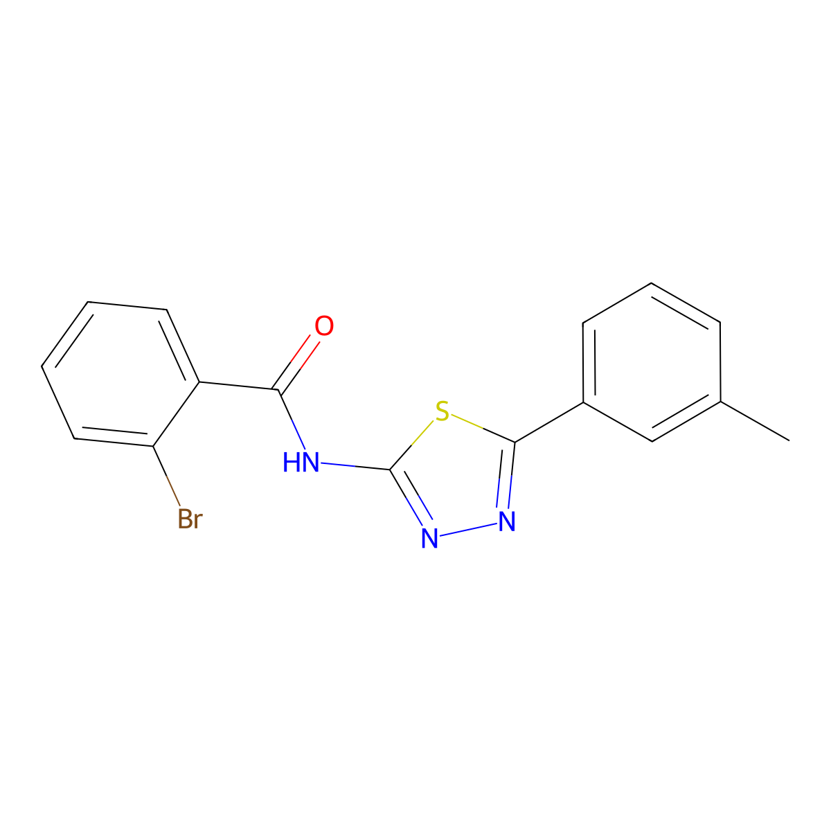 2-bromo-N-[5-(3-methylphenyl)-1,3,4-thiadiazol-2-yl]benzamide molecular structure, CAS 392241-21-3