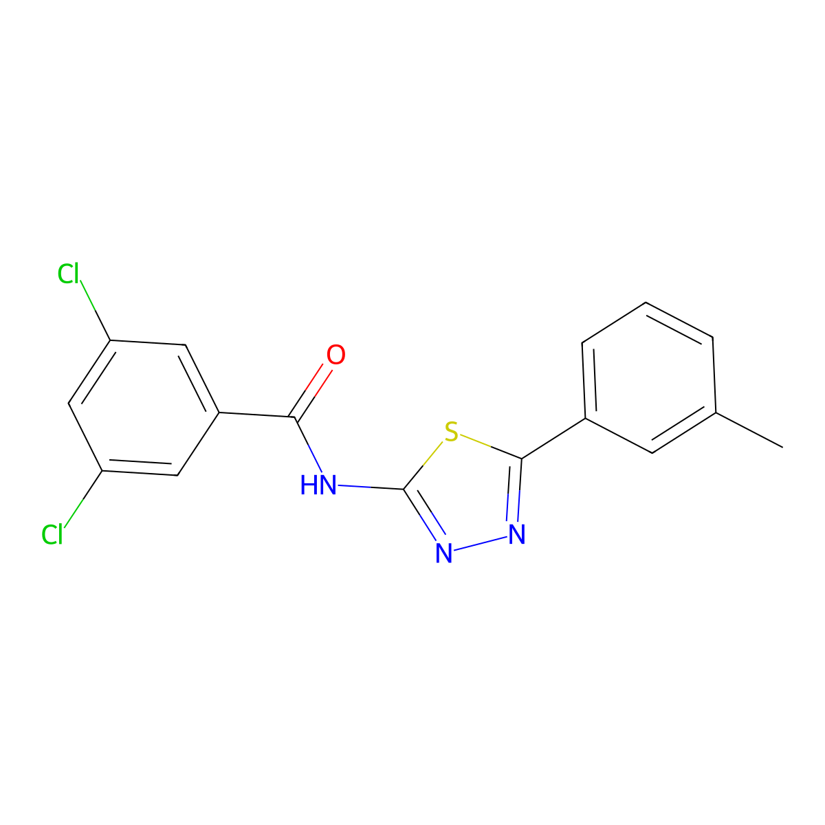 3,5-dichloro-N-[5-(3-methylphenyl)-1,3,4-thiadiazol-2-yl]benzamide molecular structure, CAS 392241-25-7