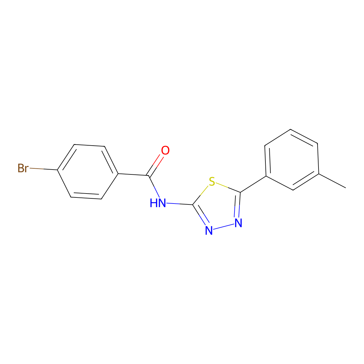 4-bromo-N-[5-(3-methylphenyl)-1,3,4-thiadiazol-2-yl]benzamide molecular structure, CAS 392241-26-8
