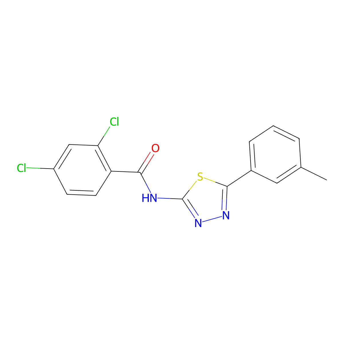 2,4-dichloro-N-[5-(3-methylphenyl)-1,3,4-thiadiazol-2-yl]benzamide molecular structure, CAS 392241-30-4