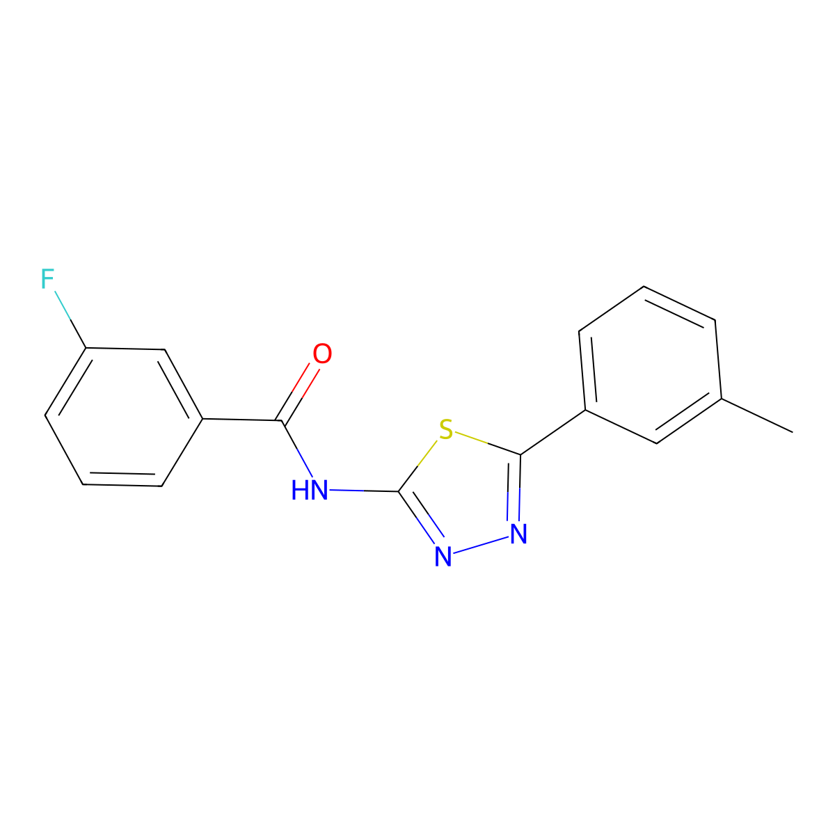3-fluoro-N-[5-(3-methylphenyl)-1,3,4-thiadiazol-2-yl]benzamide molecular structure, CAS 392241-31-5