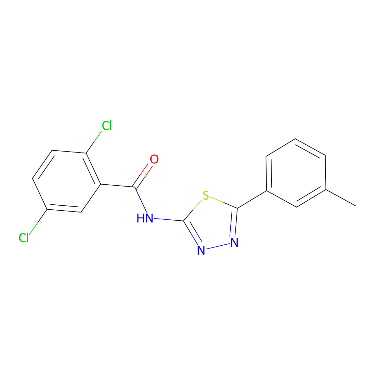 2,5-dichloro-N-[5-(3-methylphenyl)-1,3,4-thiadiazol-2-yl]benzamide molecular structure, CAS 392241-34-8