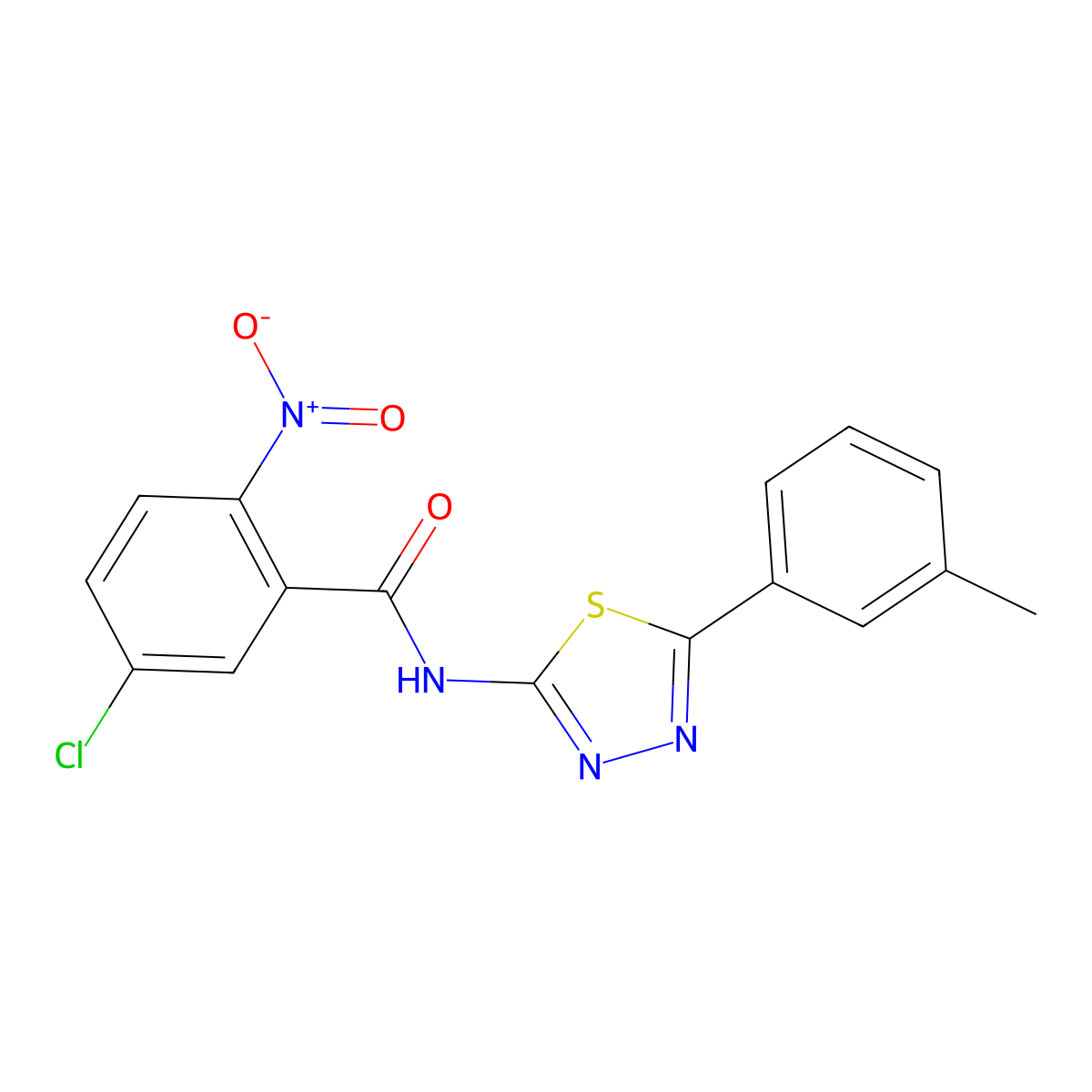 5-chloro-N-[5-(3-methylphenyl)-1,3,4-thiadiazol-2-yl]-2-nitrobenzamide molecular structure, CAS 392241-35-9