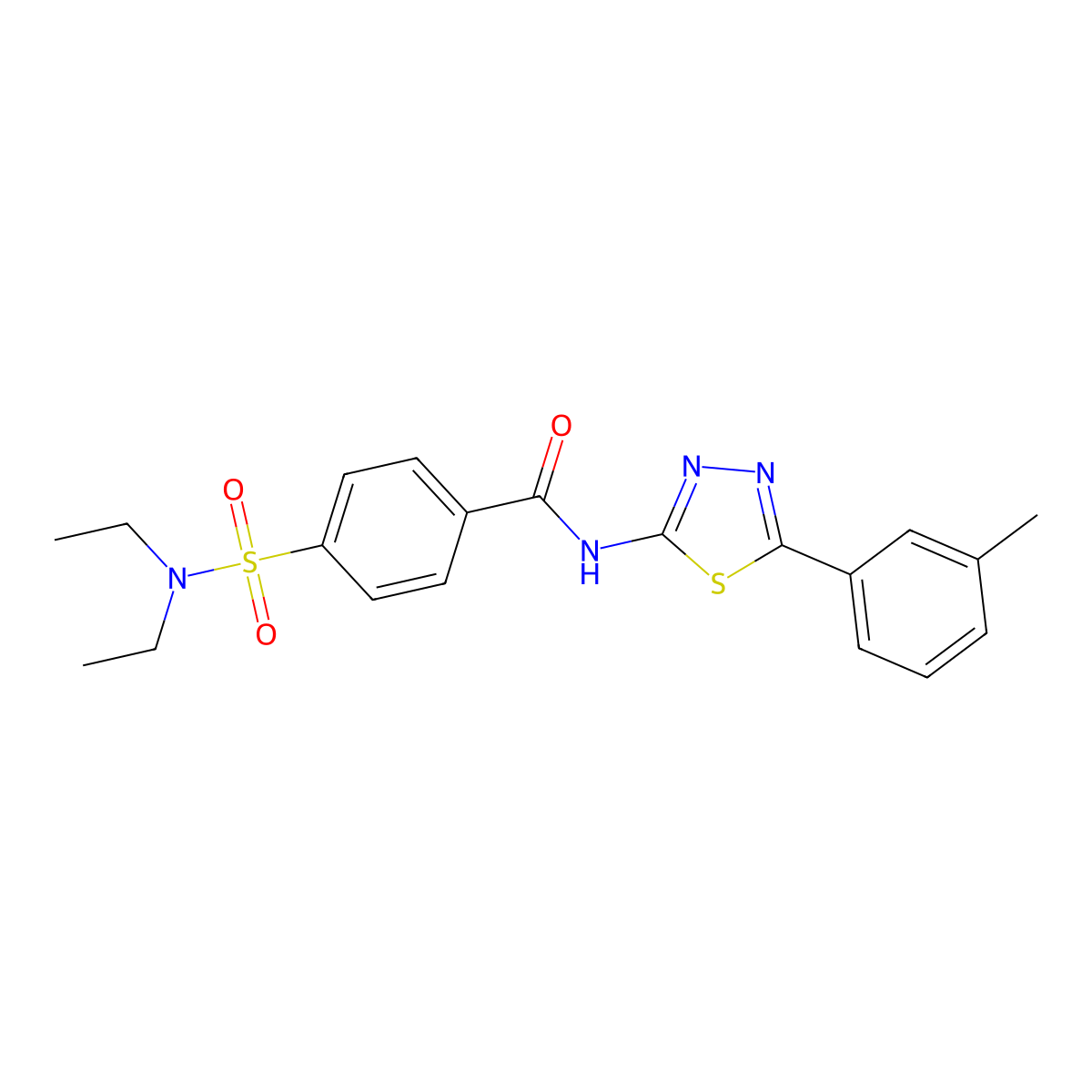 4-(N,N-diethylsulfamoyl)-N-(5-(m-tolyl)-1,3,4-thiadiazol-2-yl)benzamide molecular structure, CAS 392241-41-7