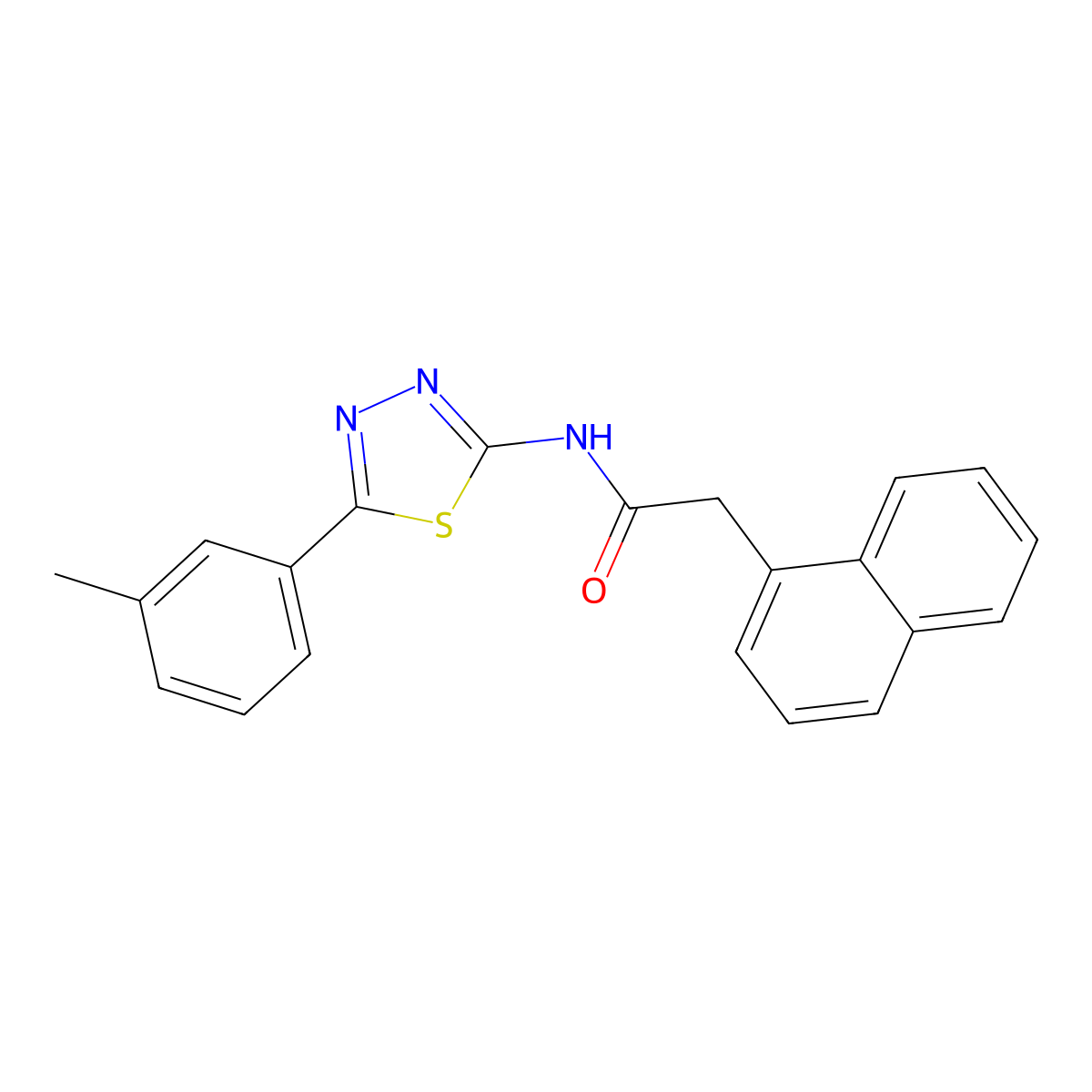 2-(naphthalen-1-yl)-N-(5-(m-tolyl)-1,3,4-thiadiazol-2-yl)acetamide molecular structure, CAS 392241-49-5