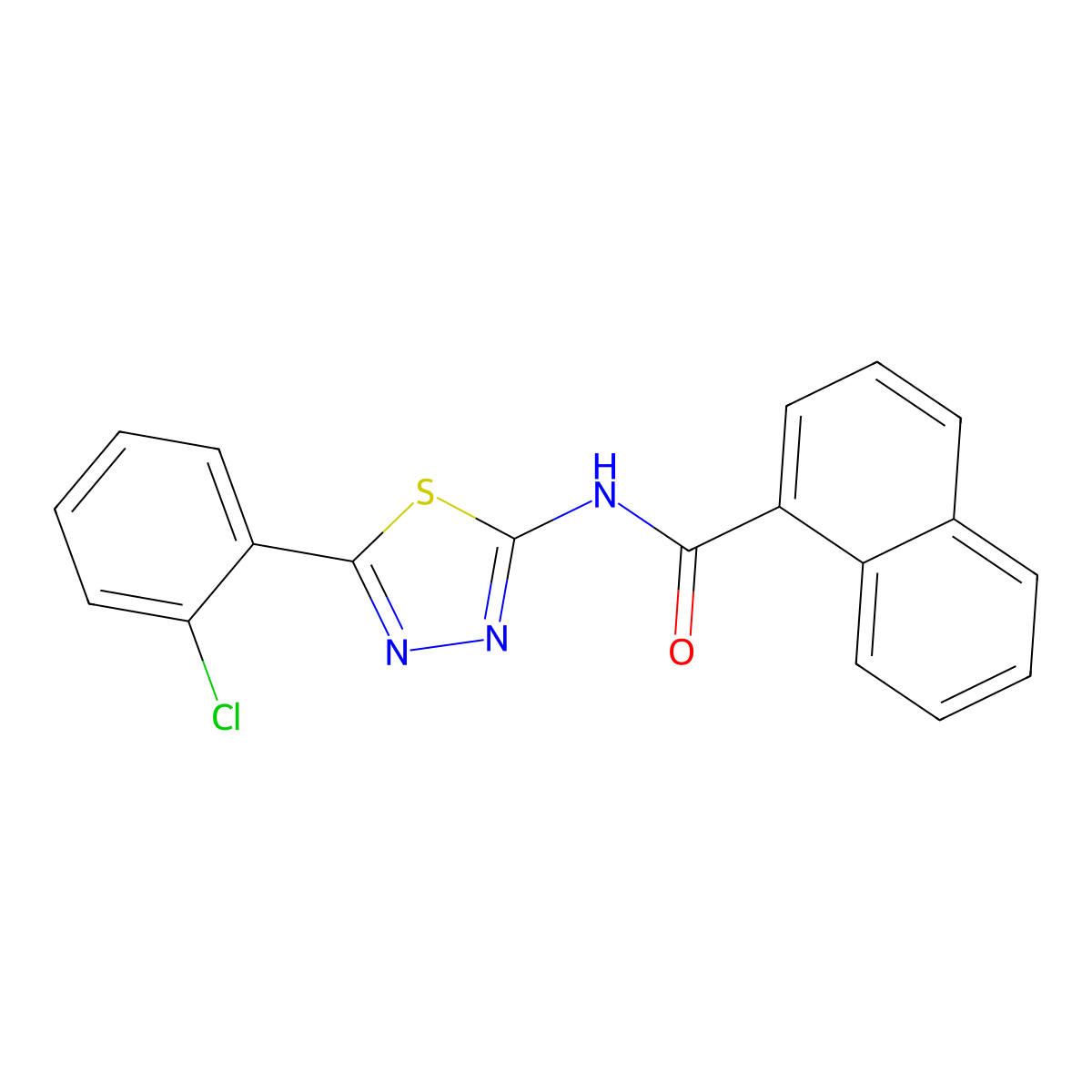N-[5-(2-chlorophenyl)-1,3,4-thiadiazol-2-yl]naphthalene-1-carboxamide molecular structure, CAS 392241-53-1