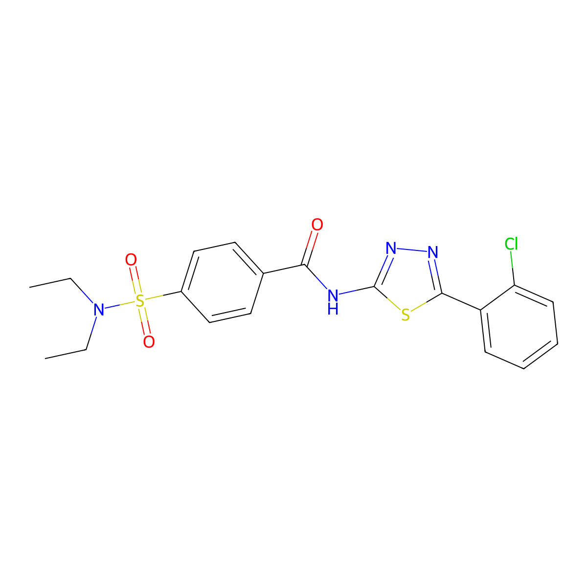 N-(5-(2-chlorophenyl)-1,3,4-thiadiazol-2-yl)-4-(N,N-diethylsulfamoyl)benzamide molecular structure, CAS 392241-56-4