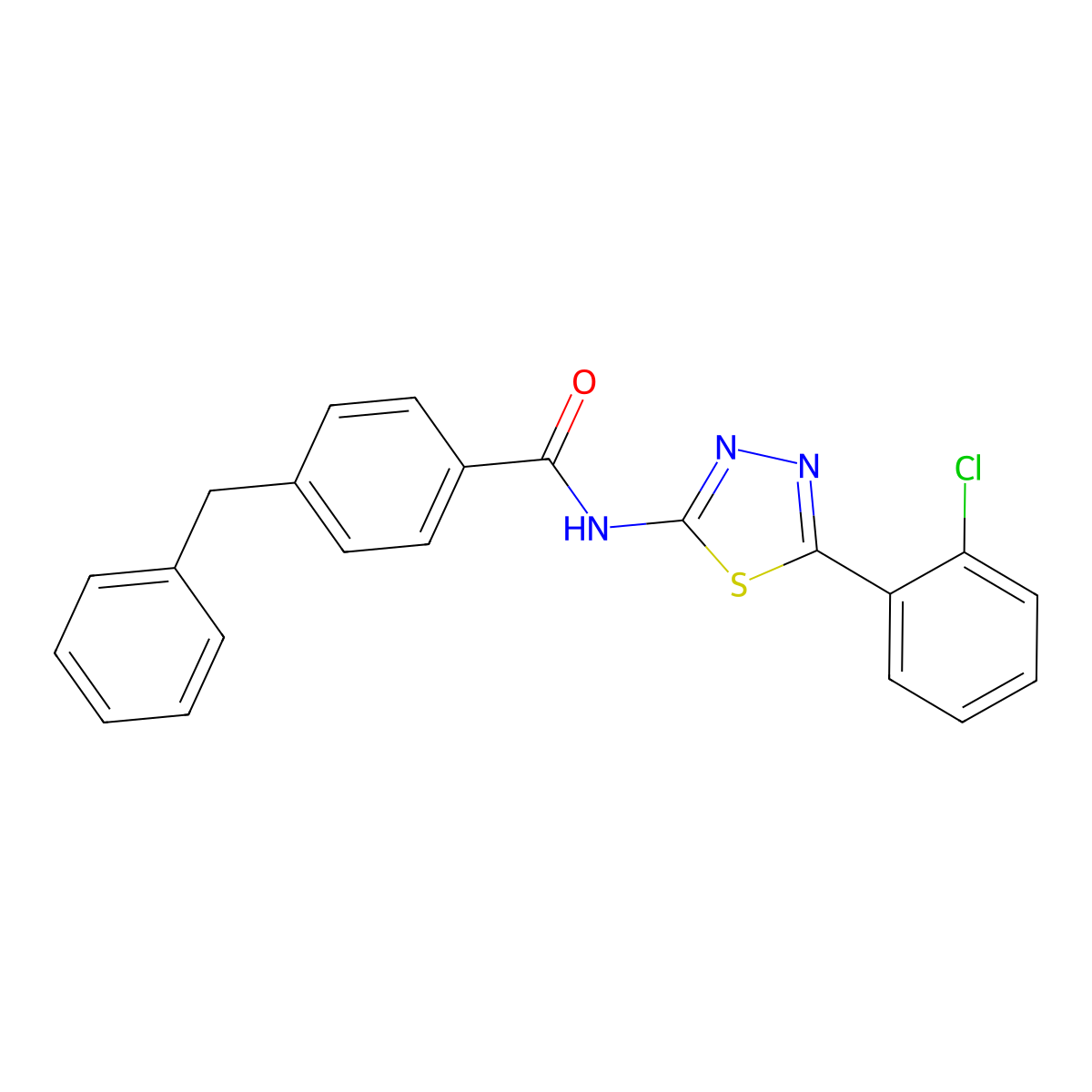 4-benzyl-N-[5-(2-chlorophenyl)-1,3,4-thiadiazol-2-yl]benzamide molecular structure, CAS 392241-57-5