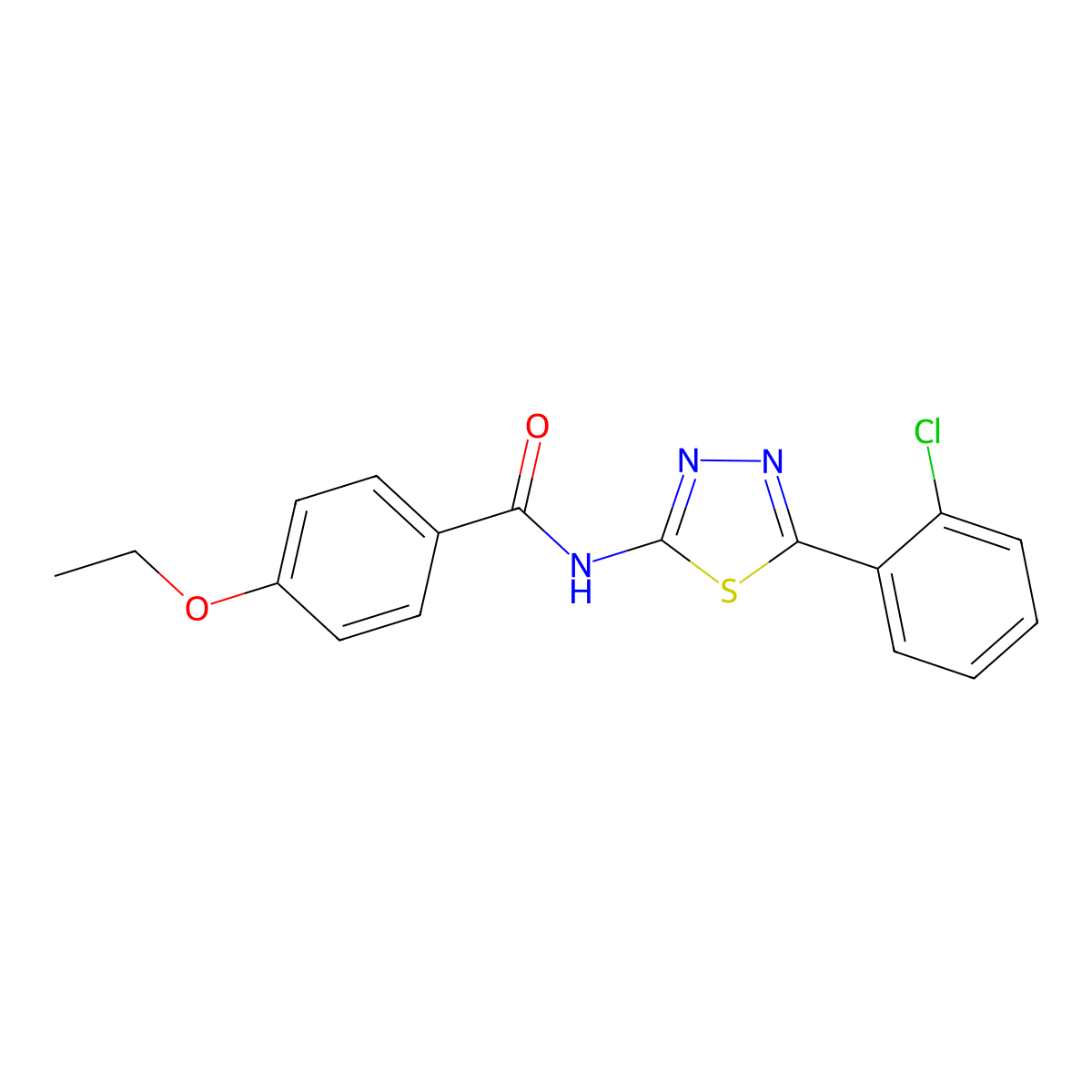 N-[5-(2-chlorophenyl)-1,3,4-thiadiazol-2-yl]-4-ethoxybenzamide molecular structure, CAS 392241-59-7