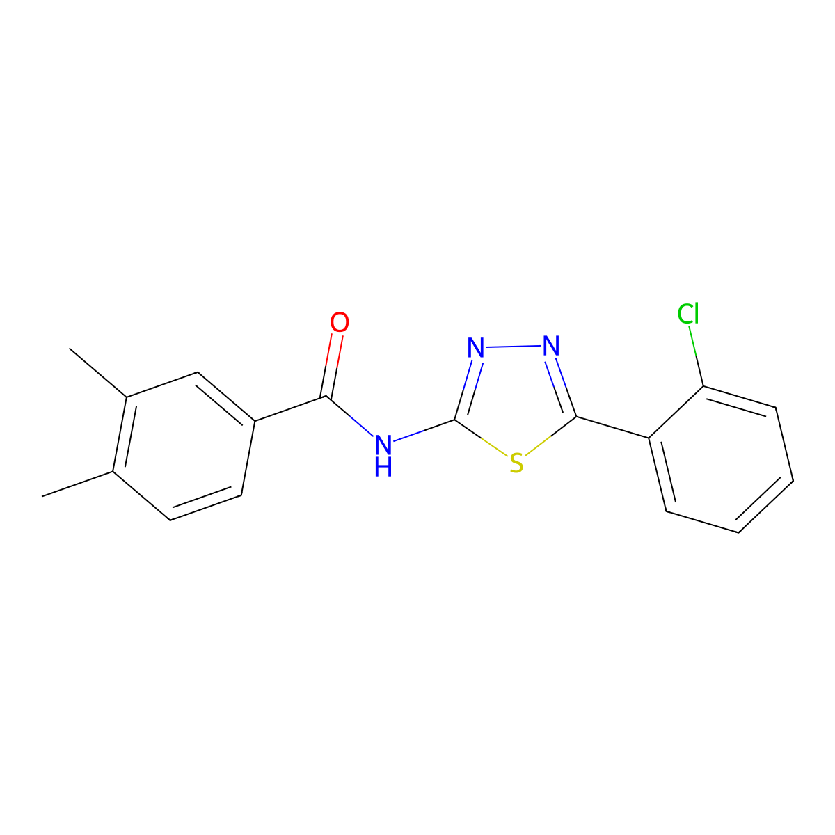 N-[5-(2-chlorophenyl)-1,3,4-thiadiazol-2-yl]-3,4-dimethylbenzamide molecular structure, CAS 392241-61-1