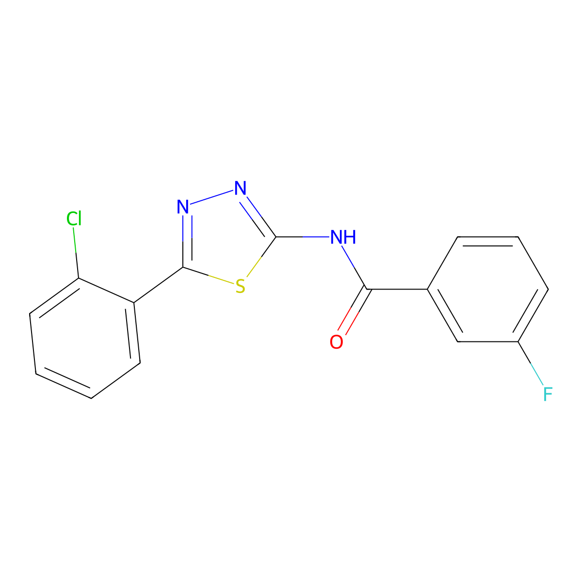 N-[5-(2-chlorophenyl)-1,3,4-thiadiazol-2-yl]-3-fluorobenzamide molecular structure, CAS 392241-62-2