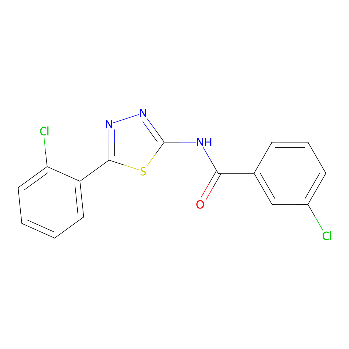 3-chloro-N-[5-(2-chlorophenyl)-1,3,4-thiadiazol-2-yl]benzamide molecular structure, CAS 392241-65-5