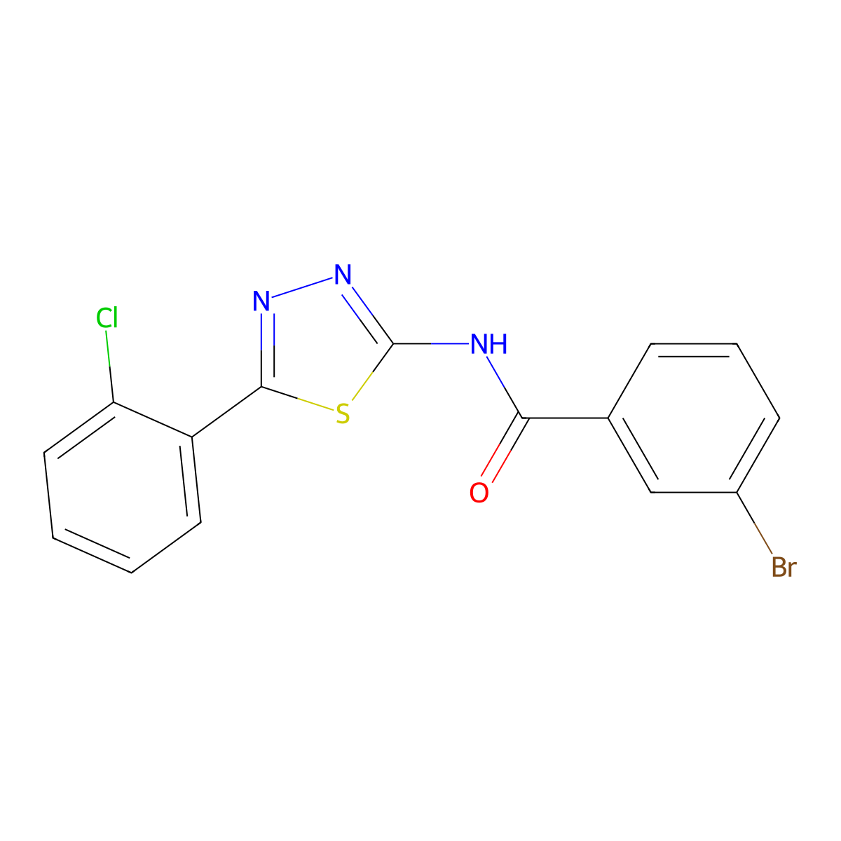 3-bromo-N-[5-(2-chlorophenyl)-1,3,4-thiadiazol-2-yl]benzamide molecular structure, CAS 392241-66-6