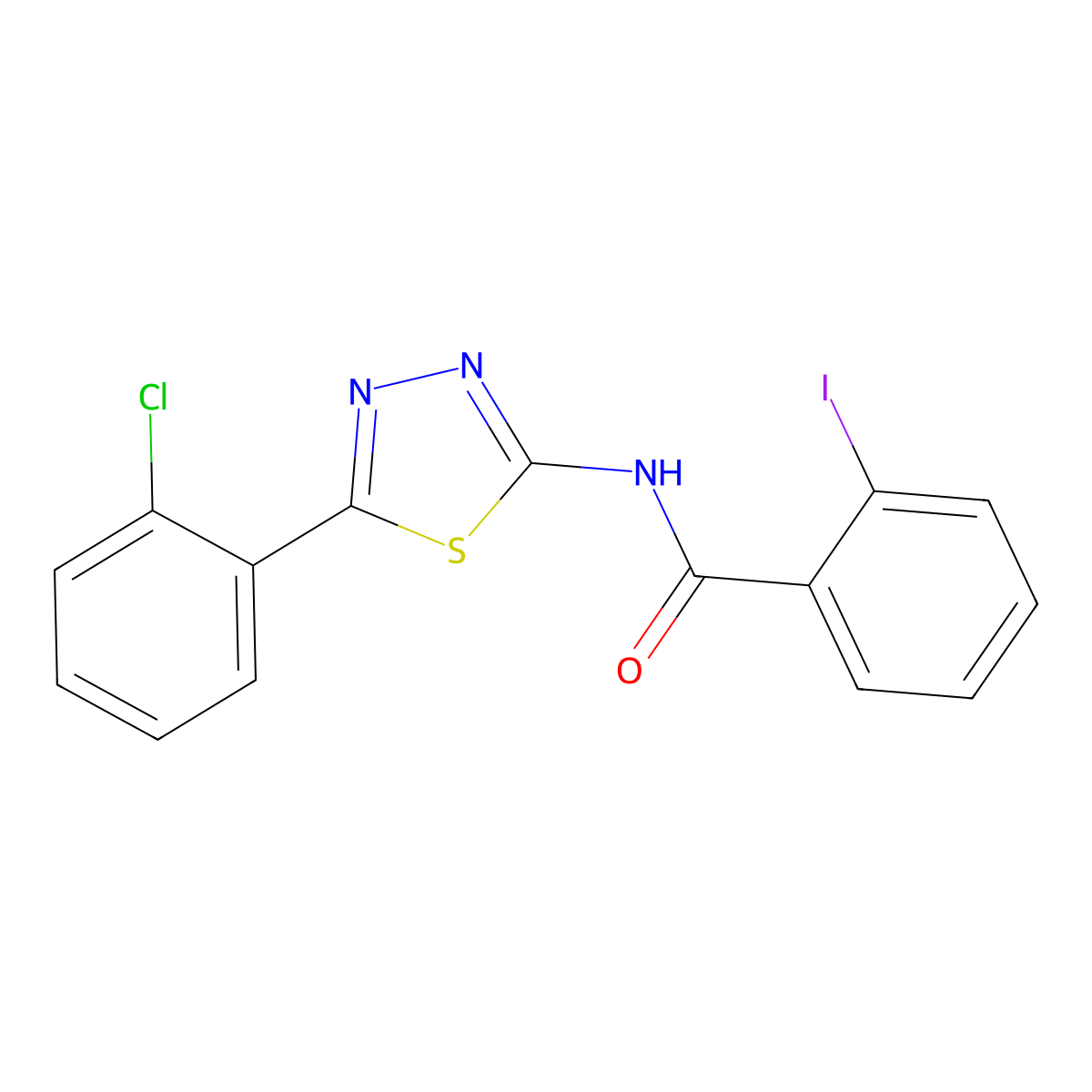 N-[5-(2-chlorophenyl)-1,3,4-thiadiazol-2-yl]-2-iodobenzamide molecular structure, CAS 392241-67-7
