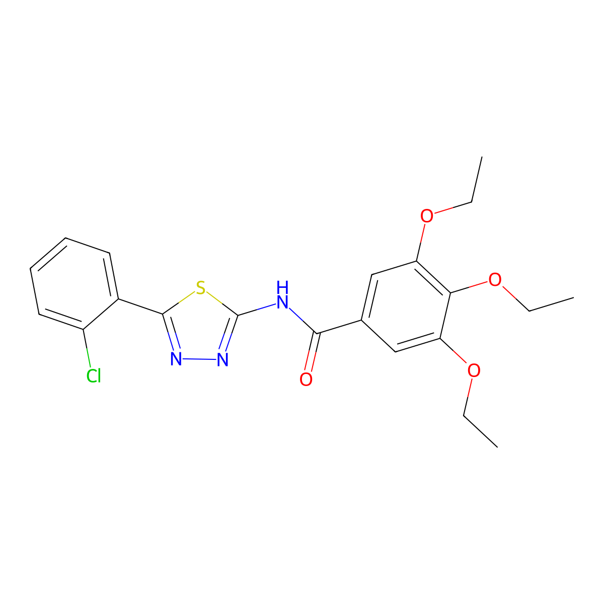 N-[5-(2-chlorophenyl)-1,3,4-thiadiazol-2-yl]-3,4,5-triethoxybenzamide molecular structure, CAS 392241-68-8