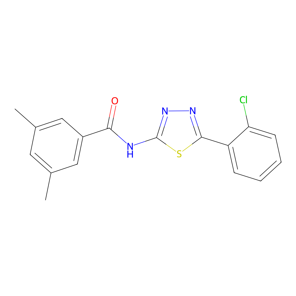 N-[5-(2-chlorophenyl)-1,3,4-thiadiazol-2-yl]-3,5-dimethylbenzamide molecular structure, CAS 392241-71-3