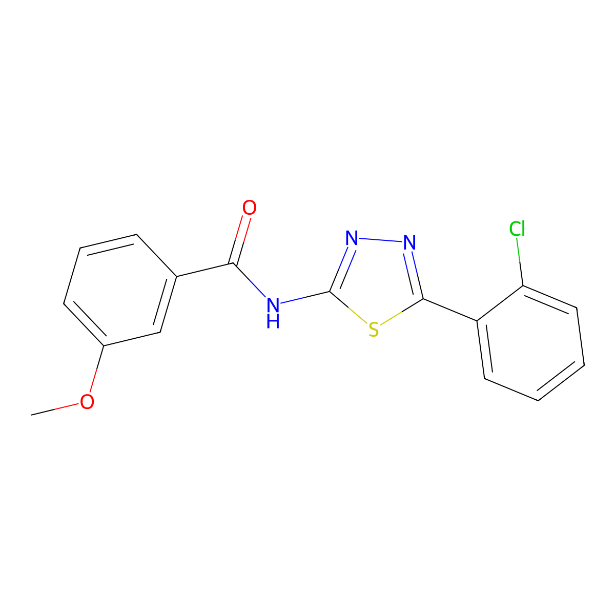 N-[5-(2-chlorophenyl)-1,3,4-thiadiazol-2-yl]-3-methoxybenzamide molecular structure, CAS 392241-73-5
