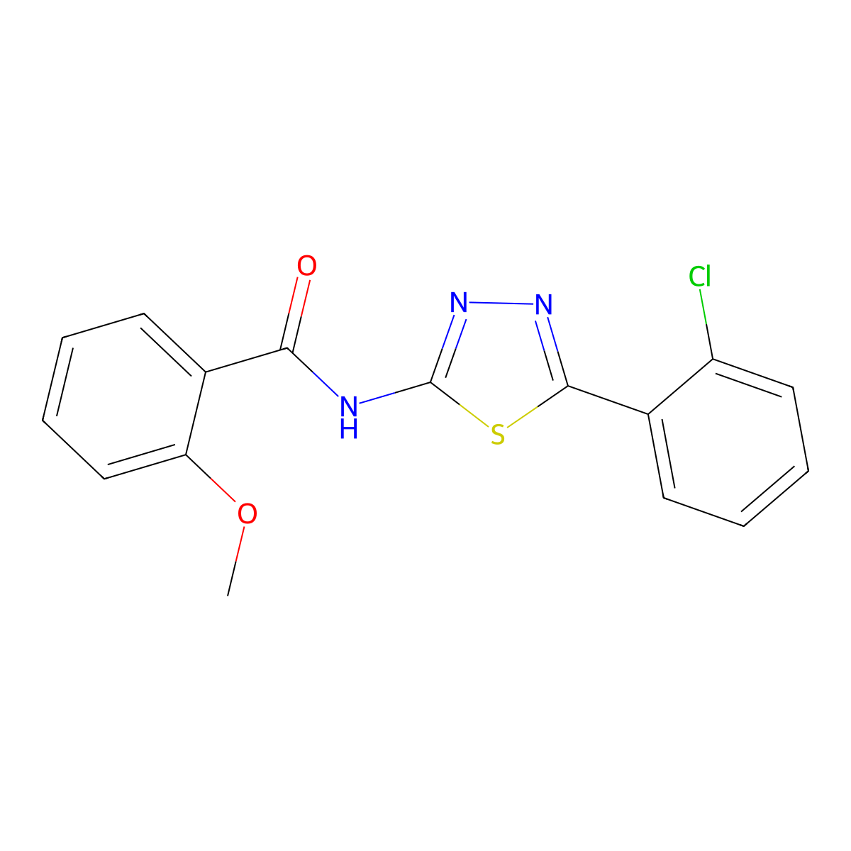 N-[5-(2-chlorophenyl)-1,3,4-thiadiazol-2-yl]-2-methoxybenzamide molecular structure, CAS 392241-74-6