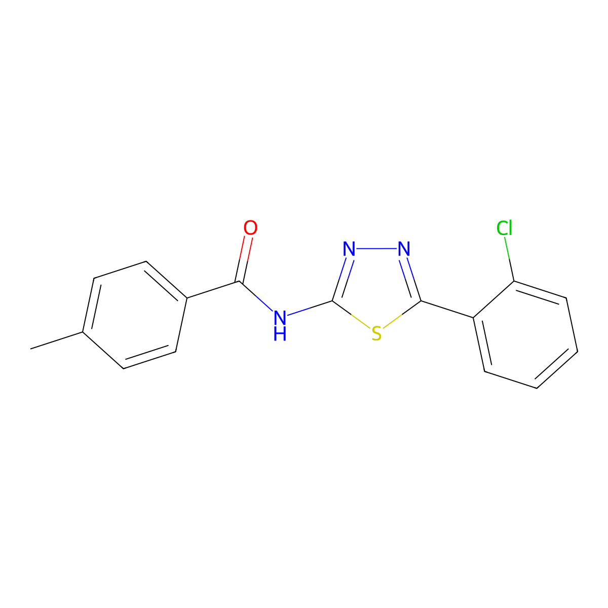 N-[5-(2-chlorophenyl)-1,3,4-thiadiazol-2-yl]-4-methylbenzamide molecular structure, CAS 392241-75-7