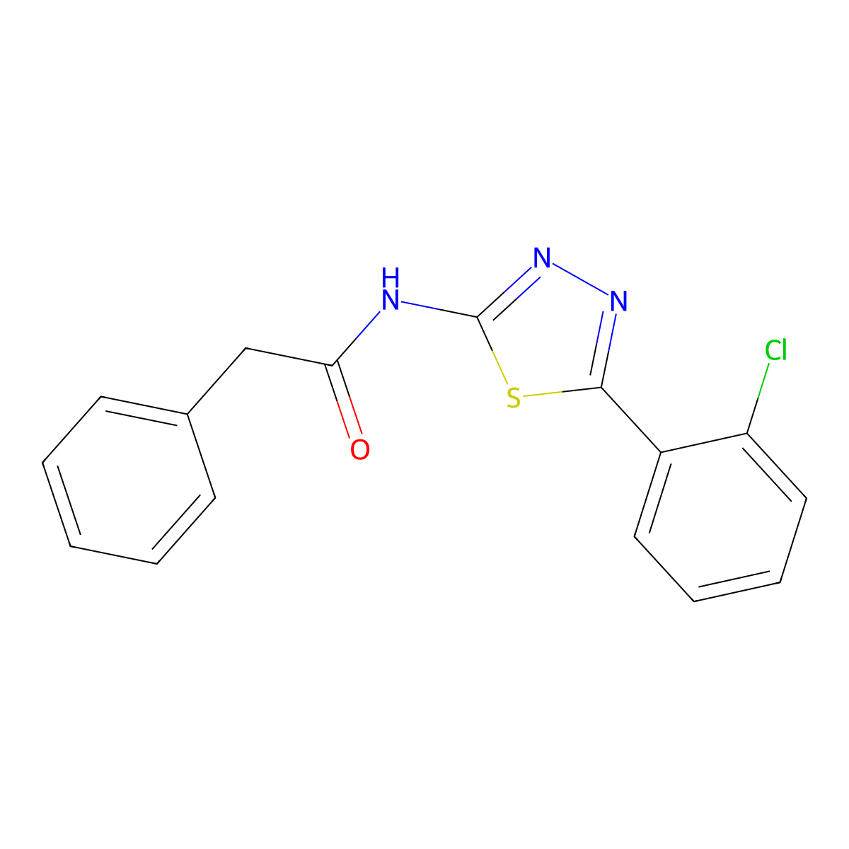 N-(5-(2-chlorophenyl)-1,3,4-thiadiazol-2-yl)-2-phenylacetamide molecular structure, CAS 392241-76-8