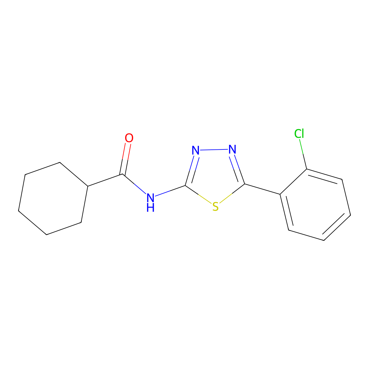 N-[5-(2-chlorophenyl)-1,3,4-thiadiazol-2-yl]cyclohexanecarboxamide molecular structure, CAS 392241-77-9