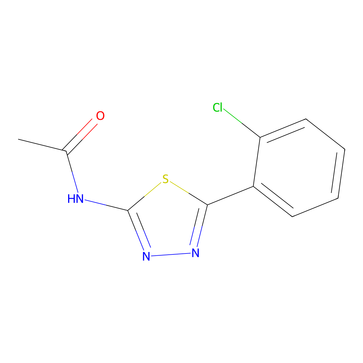 N-[5-(2-chlorophenyl)-1,3,4-thiadiazol-2-yl]acetamide molecular structure, CAS 392241-78-0