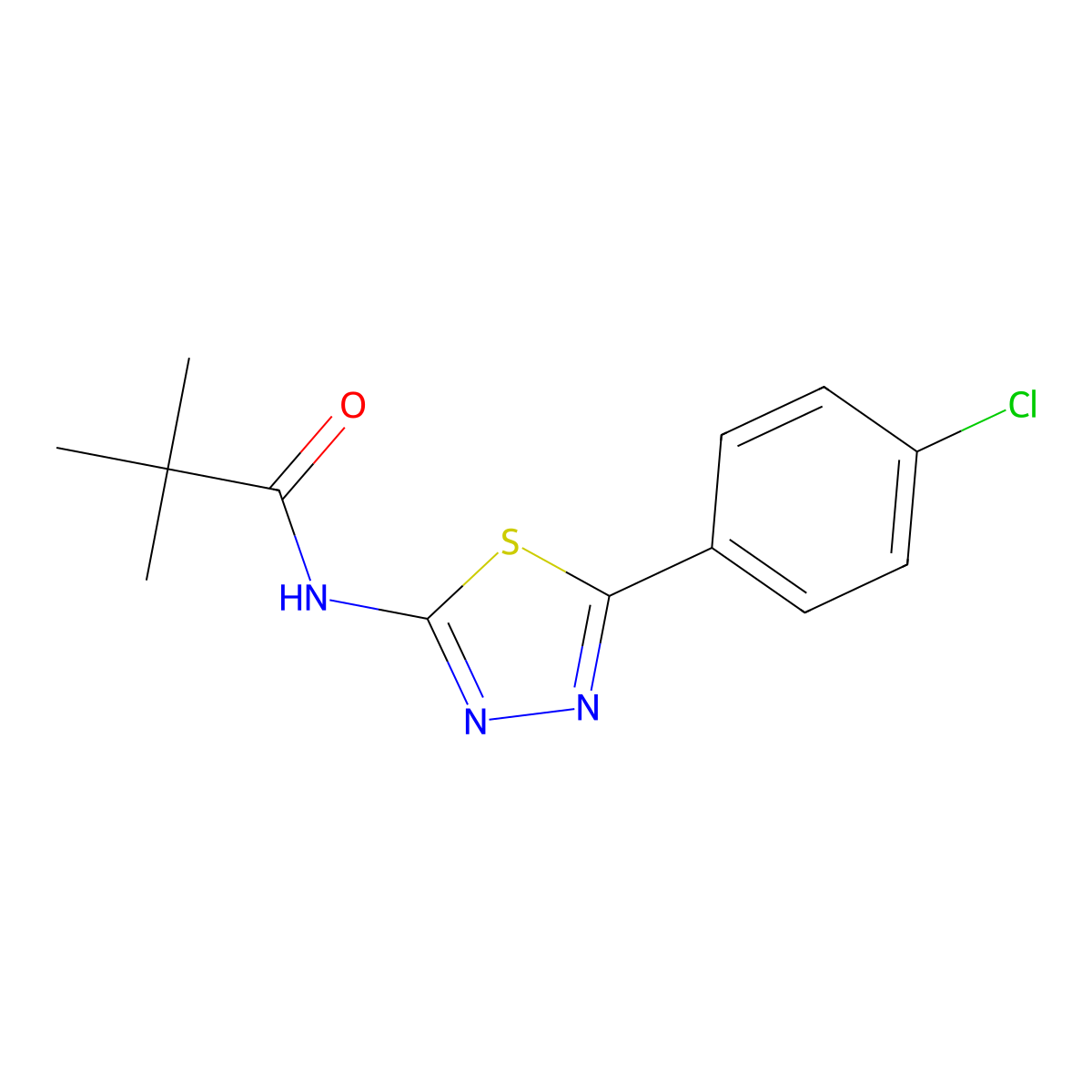 N-[5-(4-chlorophenyl)-1,3,4-thiadiazol-2-yl]-2,2-dimethylpropanamide molecular structure, CAS 392241-80-4