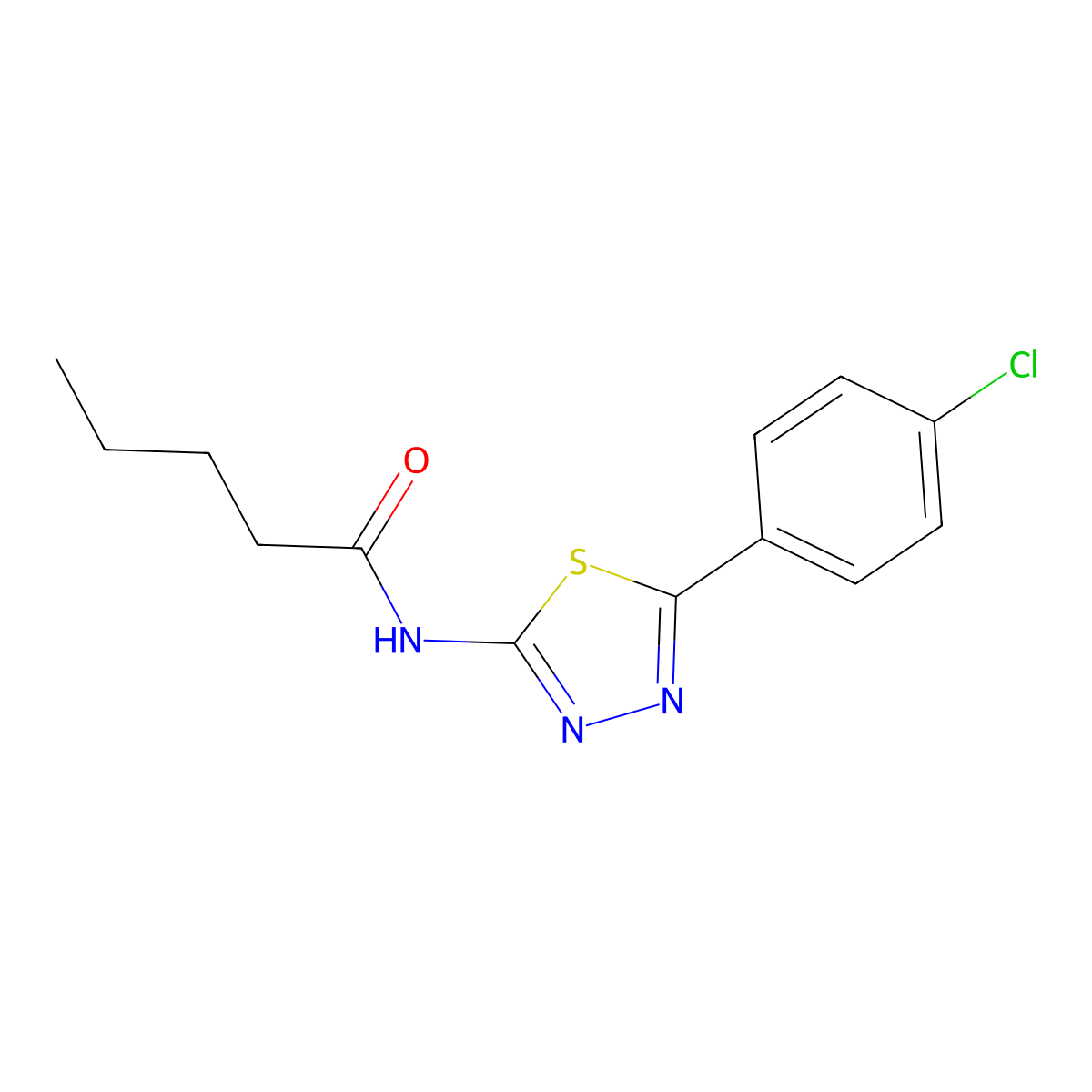 N-[5-(4-chlorophenyl)-1,3,4-thiadiazol-2-yl]pentanamide molecular structure, CAS 392241-81-5
