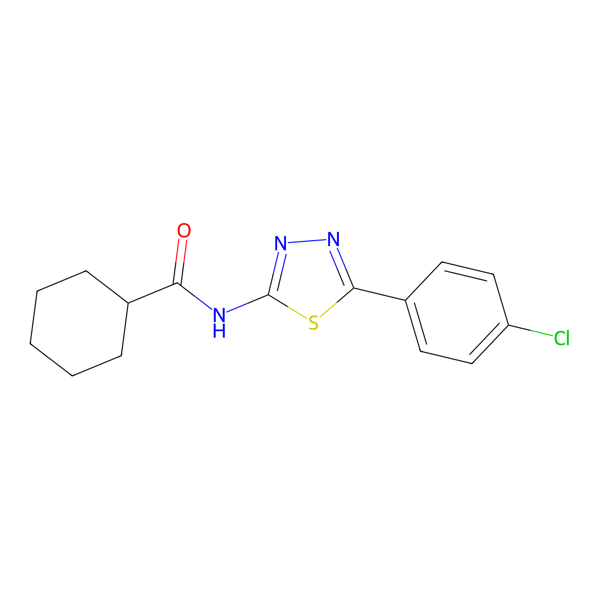 N-[5-(4-chlorophenyl)-1,3,4-thiadiazol-2-yl]cyclohexanecarboxamide molecular structure, CAS 392241-83-7