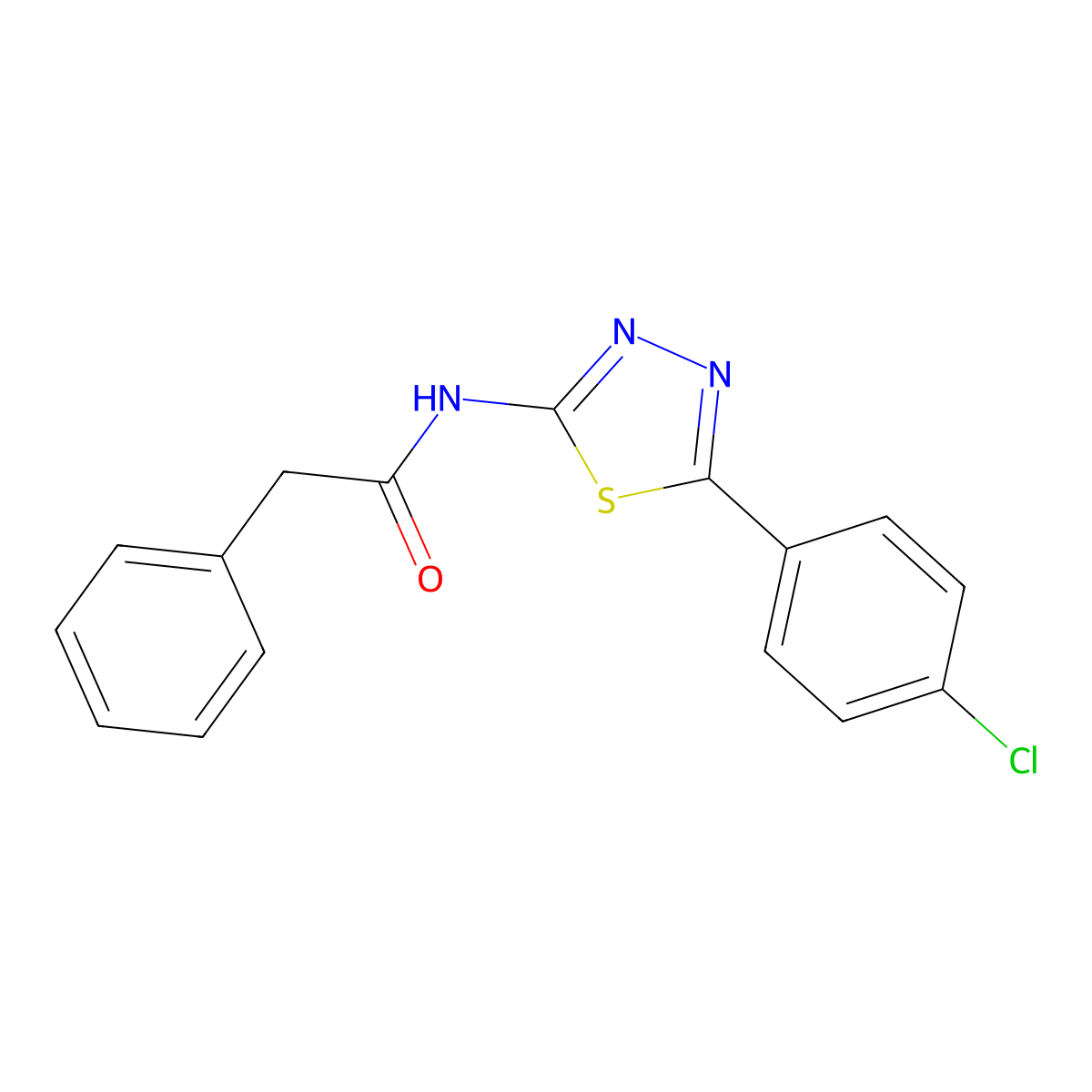 N-[5-(4-chlorophenyl)-1,3,4-thiadiazol-2-yl]-2-phenylacetamide molecular structure, CAS 392241-84-8