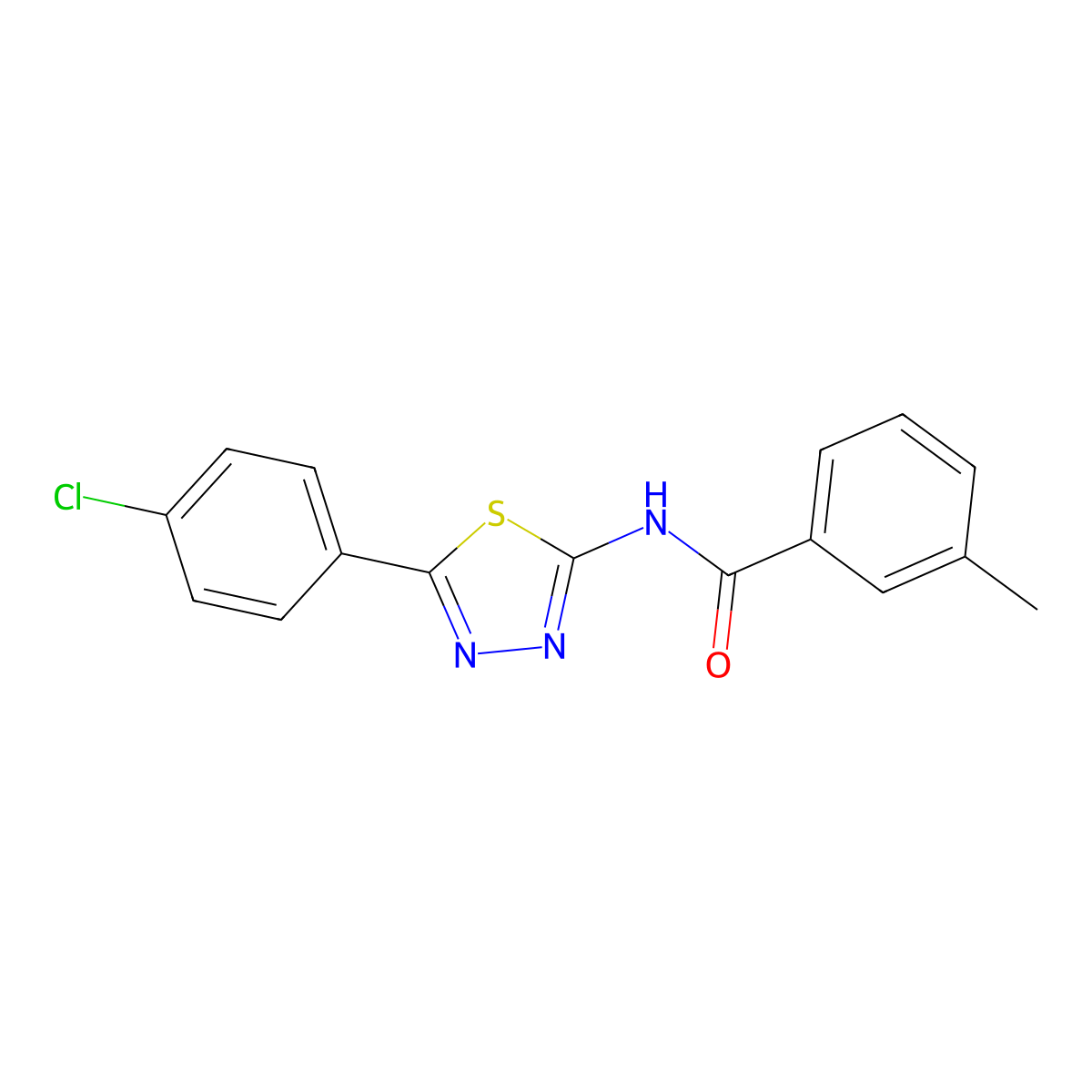 N-[5-(4-chlorophenyl)-1,3,4-thiadiazol-2-yl]-3-methylbenzamide molecular structure, CAS 392241-85-9
