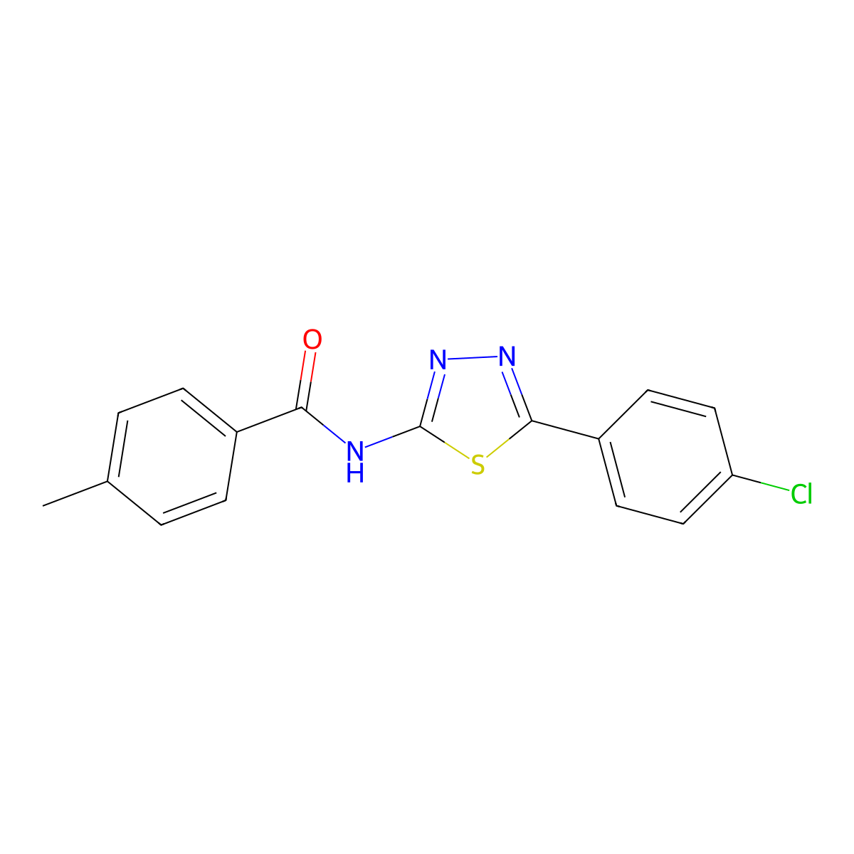 N-[5-(4-chlorophenyl)-1,3,4-thiadiazol-2-yl]-4-methylbenzamide molecular structure, CAS 392241-86-0