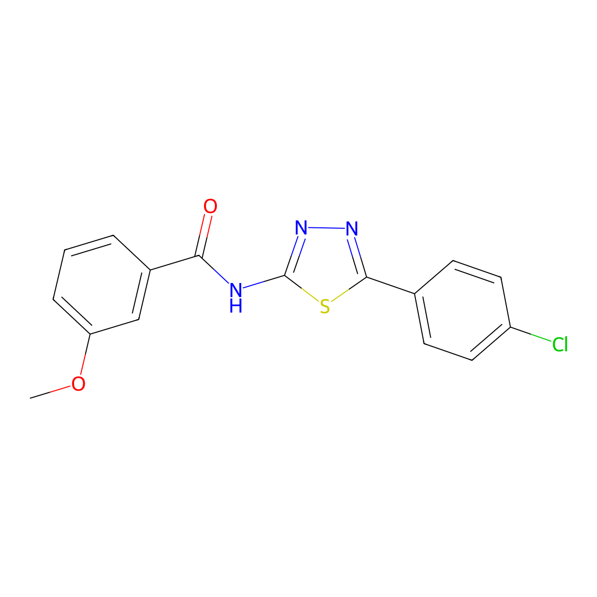 N-[5-(4-chlorophenyl)-1,3,4-thiadiazol-2-yl]-3-methoxybenzamide molecular structure, CAS 392241-87-1