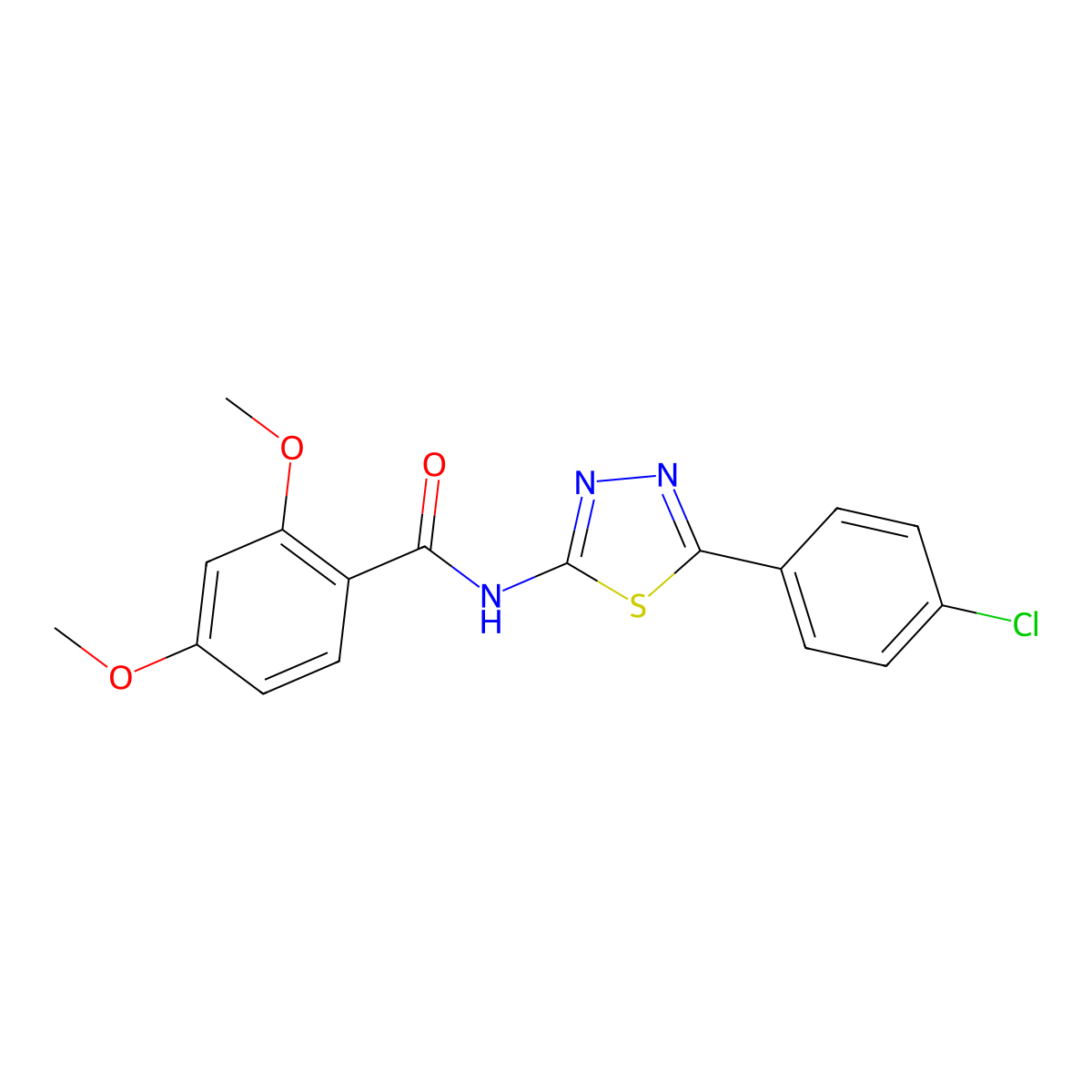 N-(5-(4-chlorophenyl)-1,3,4-thiadiazol-2-yl)-2,4-dimethoxybenzamide molecular structure, CAS 392241-88-2
