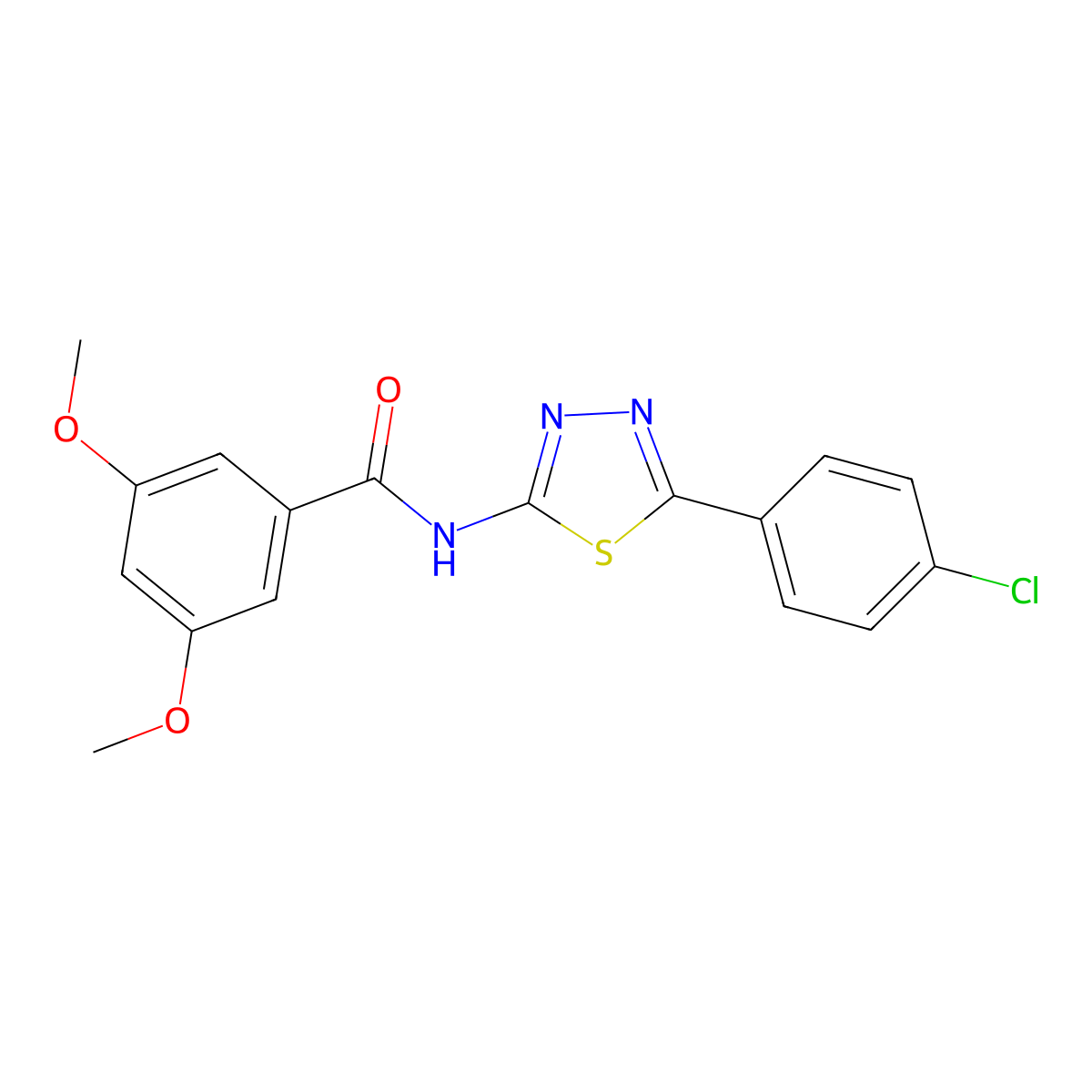 N-[5-(4-chlorophenyl)-1,3,4-thiadiazol-2-yl]-3,5-dimethoxybenzamide molecular structure, CAS 392241-90-6