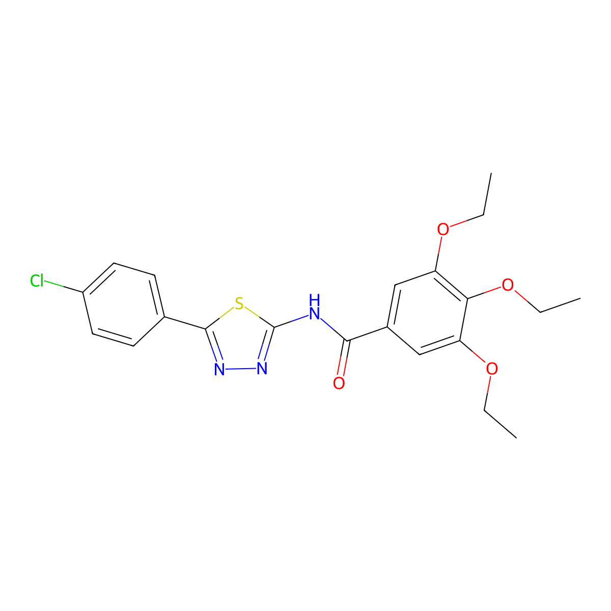 N-[5-(4-chlorophenyl)-1,3,4-thiadiazol-2-yl]-3,4,5-triethoxybenzamide molecular structure, CAS 392241-92-8