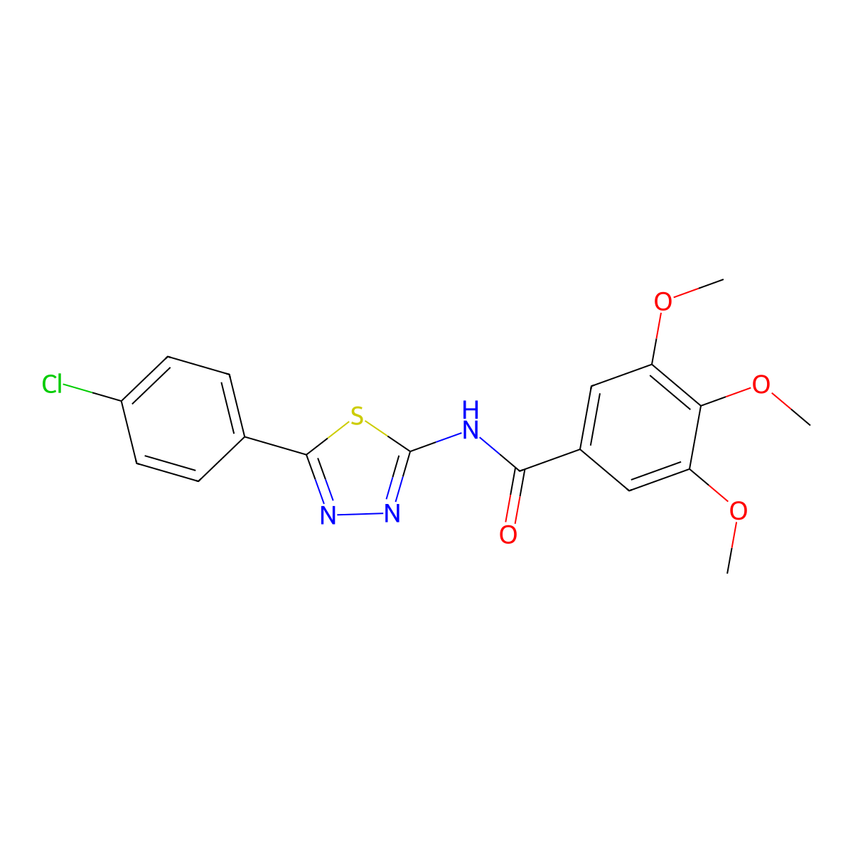 N-[5-(4-chlorophenyl)-1,3,4-thiadiazol-2-yl]-3,4,5-trimethoxybenzamide molecular structure, CAS 392241-93-9