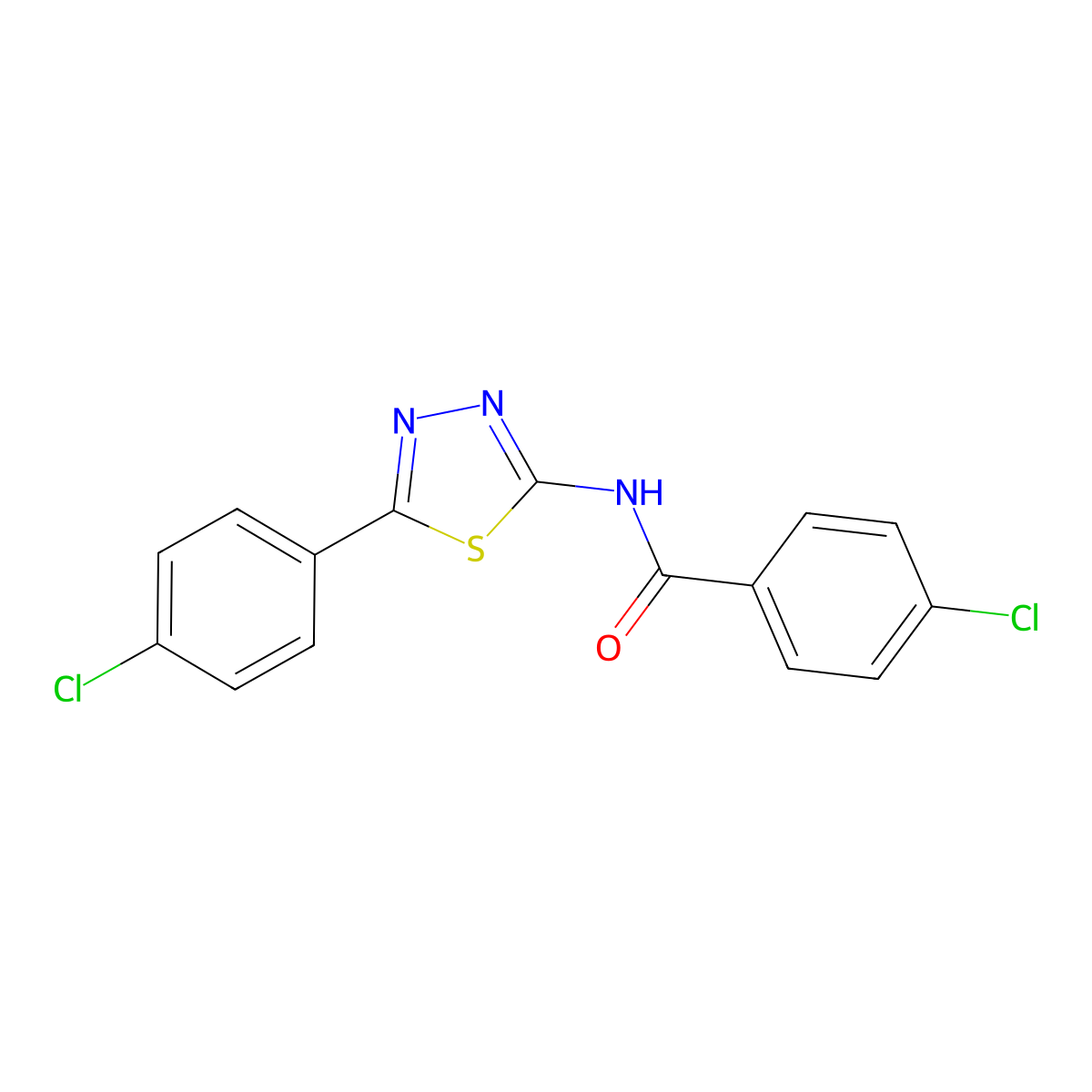 4-chloro-N-[5-(4-chlorophenyl)-1,3,4-thiadiazol-2-yl]benzamide molecular structure, CAS 392241-94-0